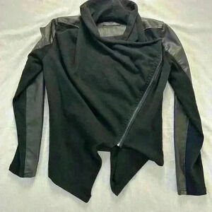 Free people Blank NYC Private Practice Vegan Leather Moto Jacket Cotton Black